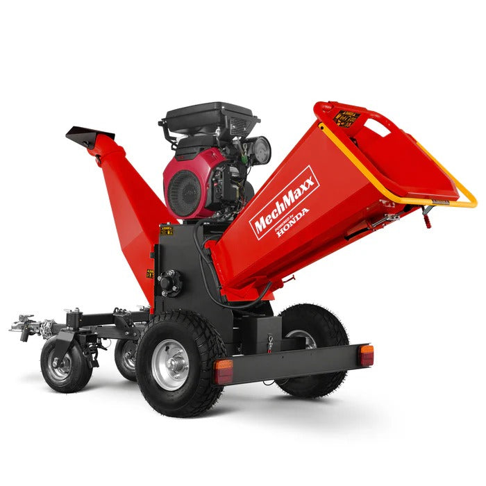 The 8 inch HONDA E-Start 688cc 22hp Gas-Powered 4-Wheel Drum Wood Chipper with Taillight, B200